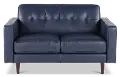 Stark Blue Leather Loveseat