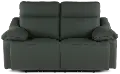 Istanbul Dark Green Leather Power Reclining Loveseat with Power Headrests
