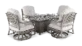 Macan 5 Piece Gray and Beige Swivel Glider Patio Set