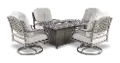 Macan 5 Piece Gray and Beige Swivel Rocker Patio Set