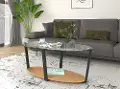Nessa Oak and Glass Coffee Table