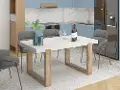 Arvid Gloss White and Oak Dining Table