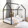 Little Seeds Skyler Black Metal Montessori House Twin Bed
