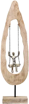 Natural Wood Figures Swing in Log