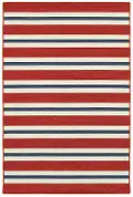 Meridian 8 x 10 Red and Blue Striped Outdoor Patio Rug