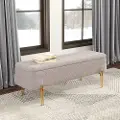 Levesque Oatmeal Beige Storage Bench