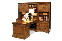 7 Piece Modular Chestnut Brown Wood Desk - Centennial