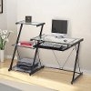 Contemporary Glass Computer Desk with Bookcase