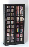 Black 2 Piece CD-DVD Storage Cabinet With Sliding Doors