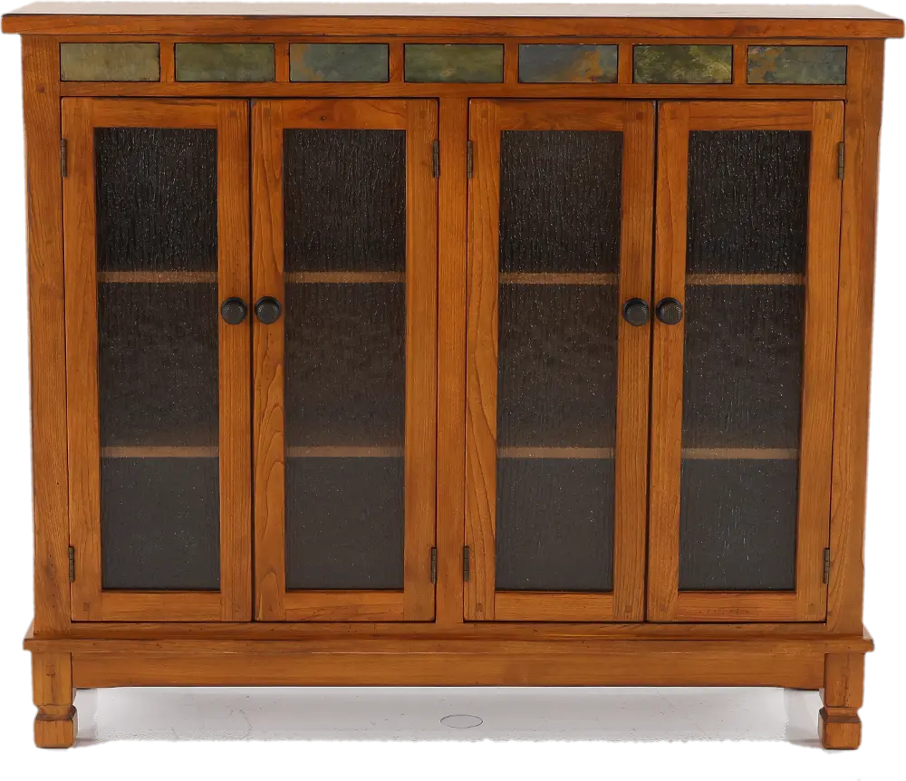 Sedona Rustic Oak Bookcase with Slate Inlays-1