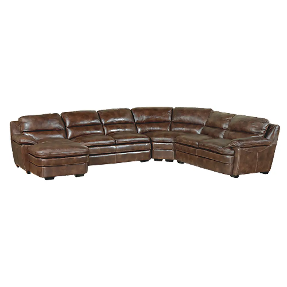 Dark Brown Leather 4 Piece Sectional-1