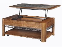Lift Top Wood Coffee Table on Wheels - Madison