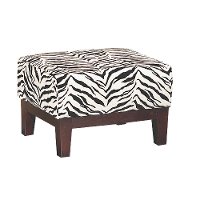 Zebra Pattern Upholstered Ottoman