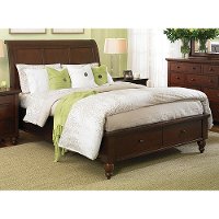 Classic Brown Cherry Queen Storage Bed - Cambridge