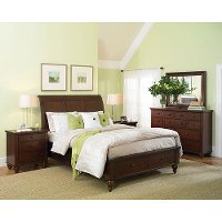 Brown Cherry Traditional 6 Piece Cal-King Bedroom Set - Cambridge