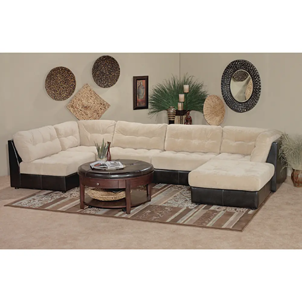 Quantum Almond Upholstered 6 Piece Modular Sectional-1