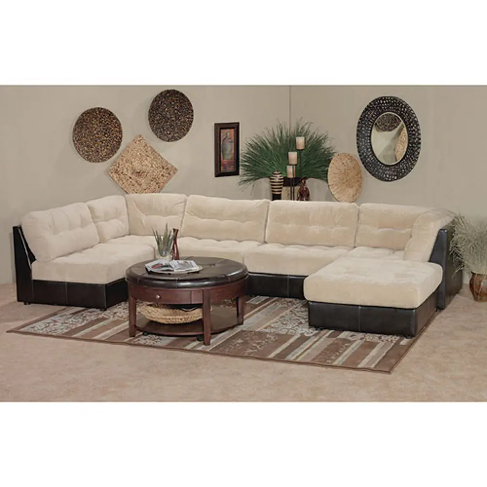 Quantum Almond Upholstered 5 Piece Modular Sectional-1