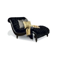 55 Inch Black Velvet Chaise