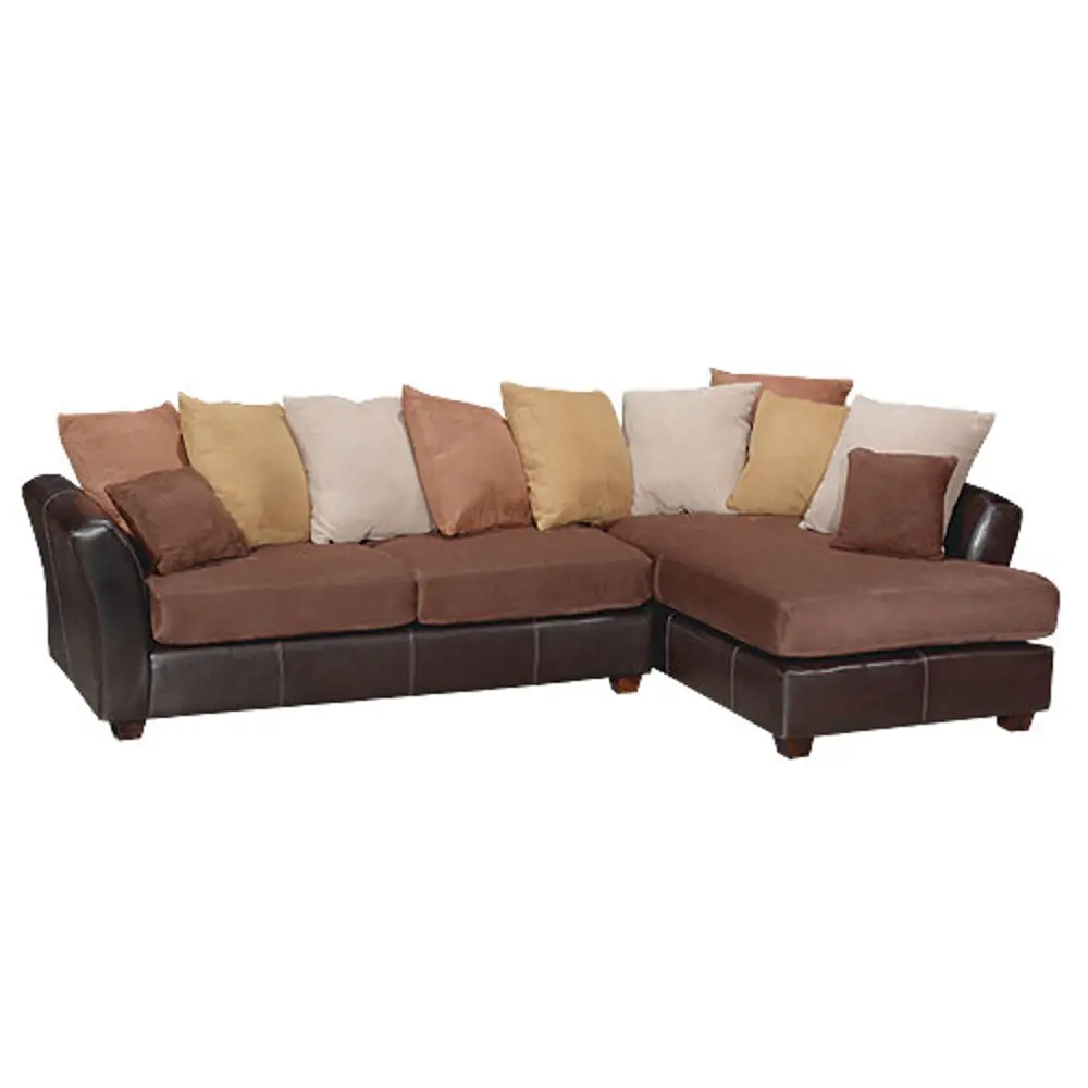 Chocolate Two-Tone Microfiber 2 Piece Sectional-1