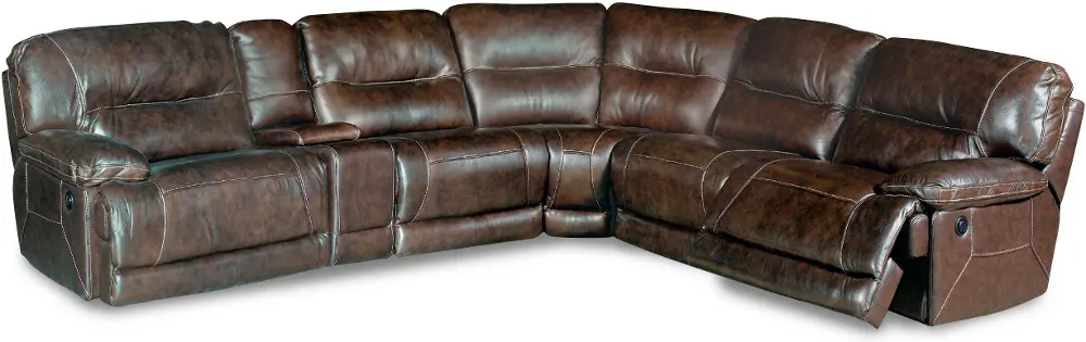 Dark Brown Leather-Match 6 Piece Sectional-1