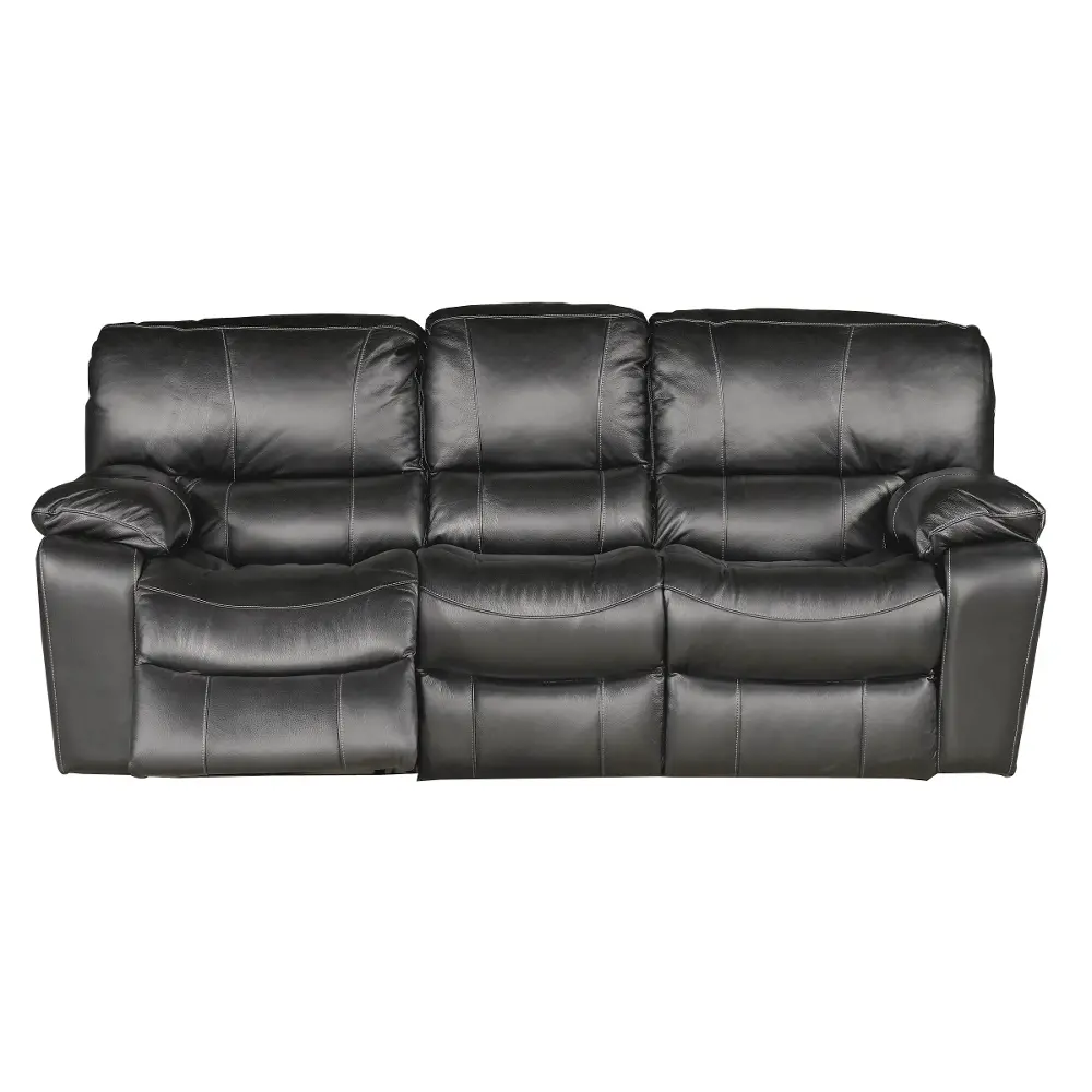 Black Leather-Match Dual Reclining Sofa - Cameron Collection-1