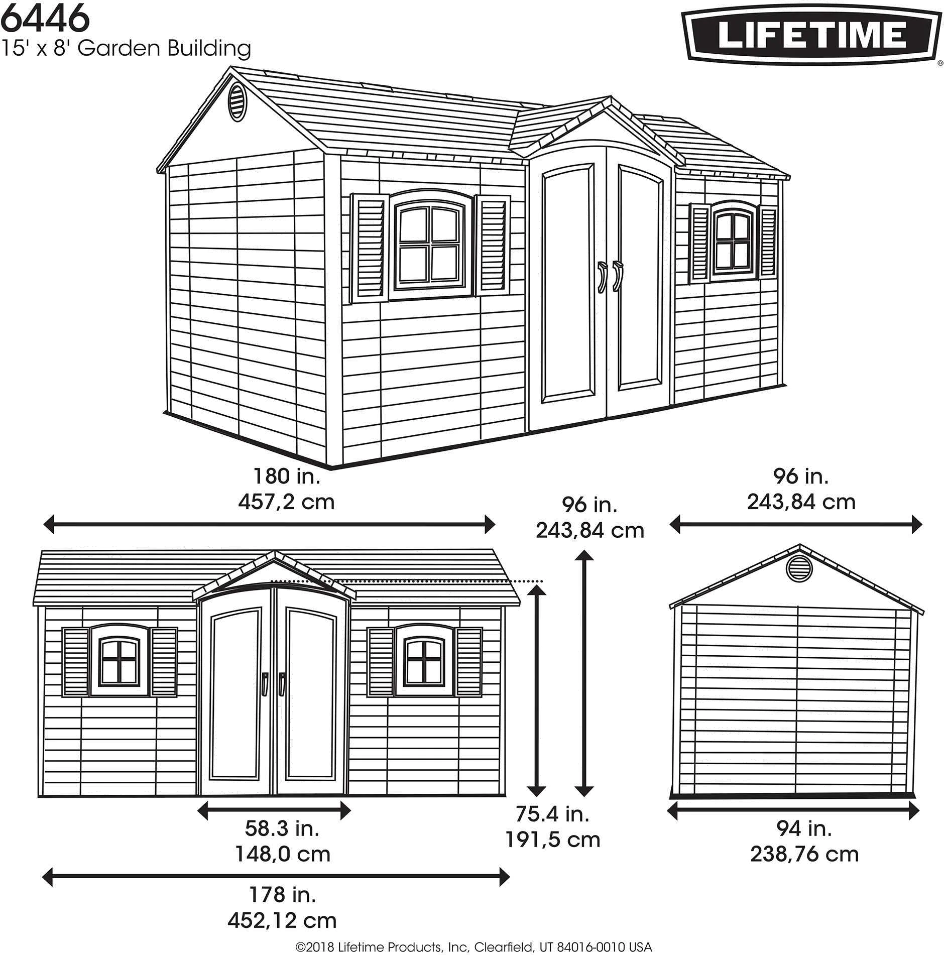 6446 Lifetime 15 ft. x 8 ft. Side-Entry Garden Storage Shed-10