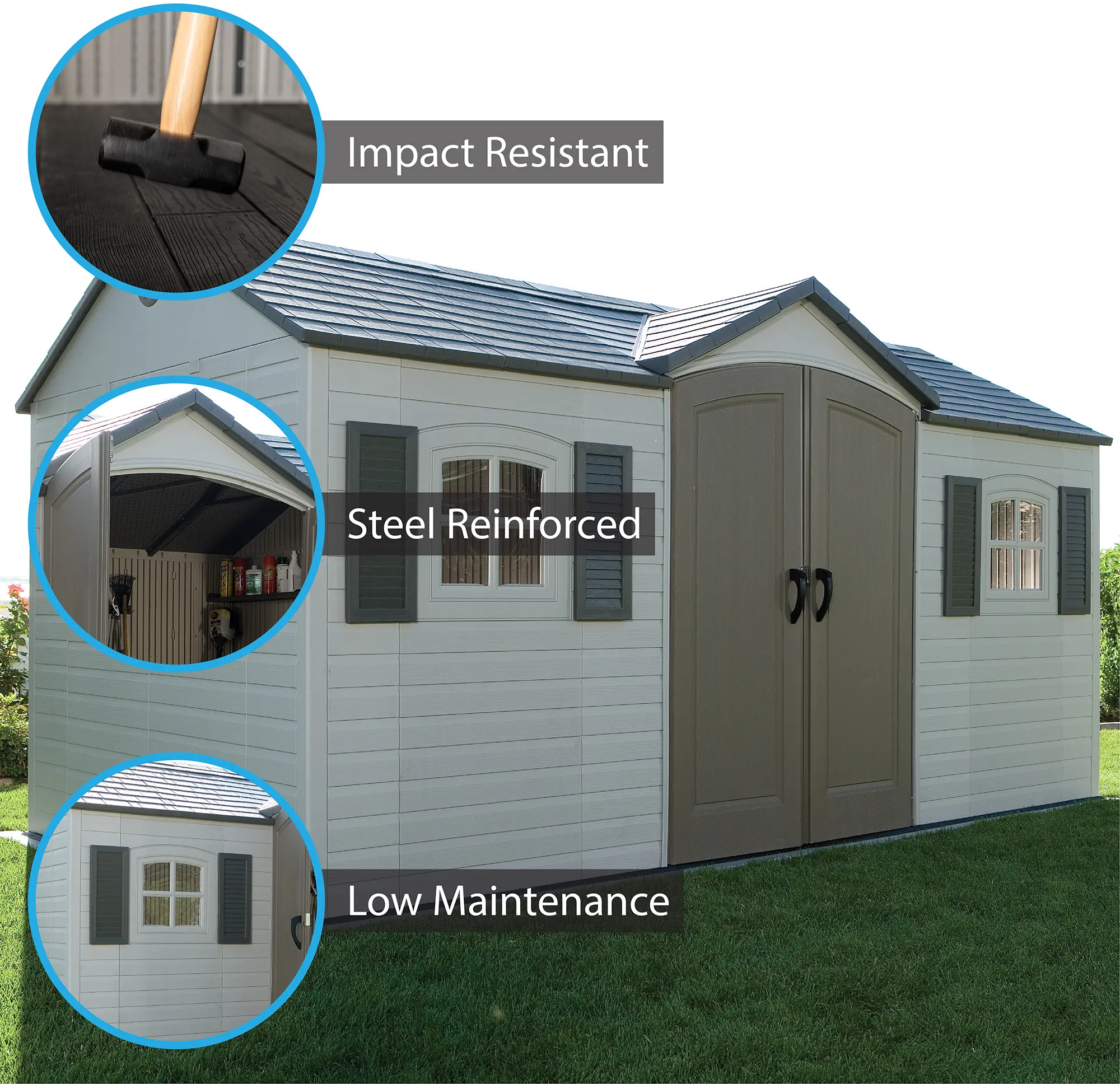 6446 Lifetime 15 ft. x 8 ft. Side-Entry Garden Storage Shed-4