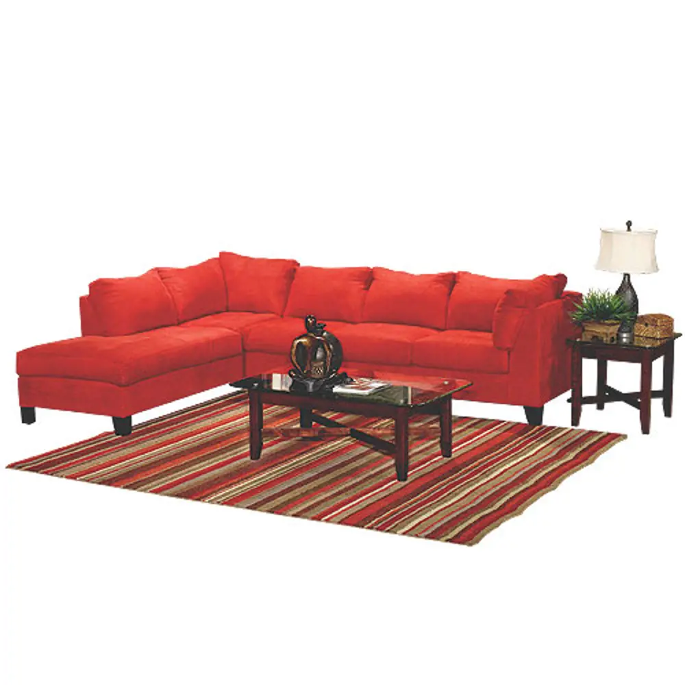 Red Microfiber 2 Piece Sectional-1