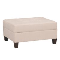 Cream Microfiber Storage Cocktail Ottoman