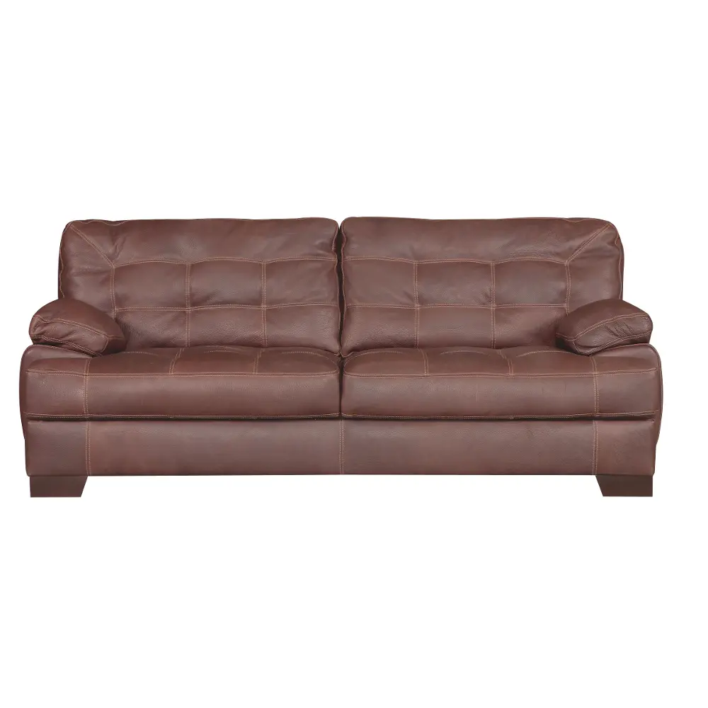 92 Inch Walnut Leather Sofa-1
