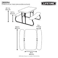 280094 Lifetime 3 Foot Kid's Folding Picnic Table White-5