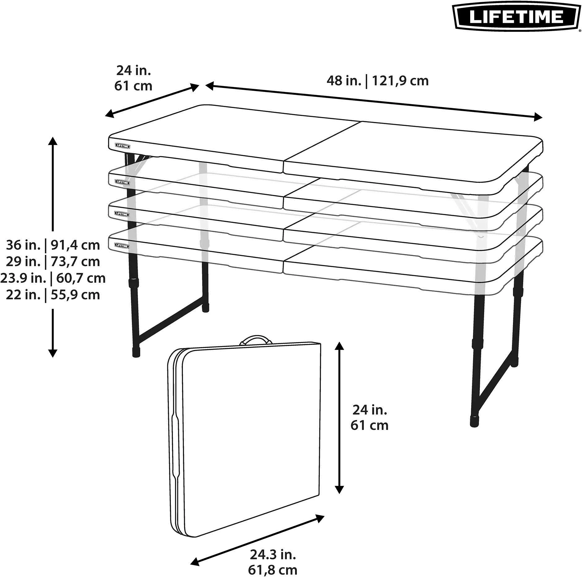 4428 Lifetime 4 Foot Fold-in-Half Adjustable Height Table-6