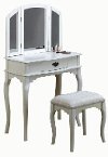 Pure White Vanity Set With Mirror And Bench