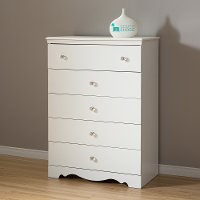 3550035 Pure White 5-Drawer Chest - Crystal