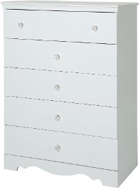 3550035 Pure White 5-Drawer Chest - Crystal-3