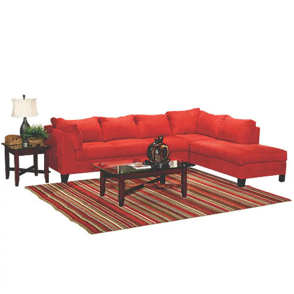 Red Microfiber 2 Piece Sectional-1