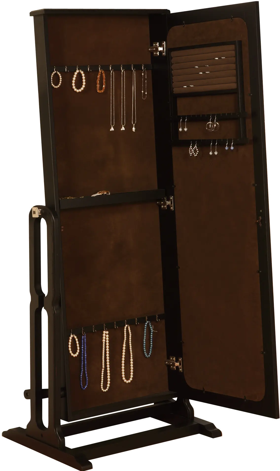 Antique Black Cheval Jewelry Wardrobe with Mirror-1