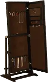Antique Black Cheval Jewelry Wardrobe with Mirror