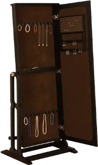 Antique Black Cheval Jewelry Wardrobe with Mirror