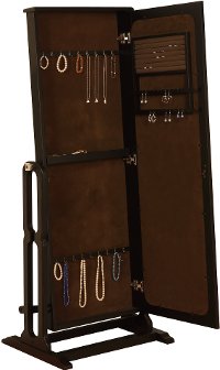 Antique Black Cheval Jewelry Wardrobe with Mirror-2