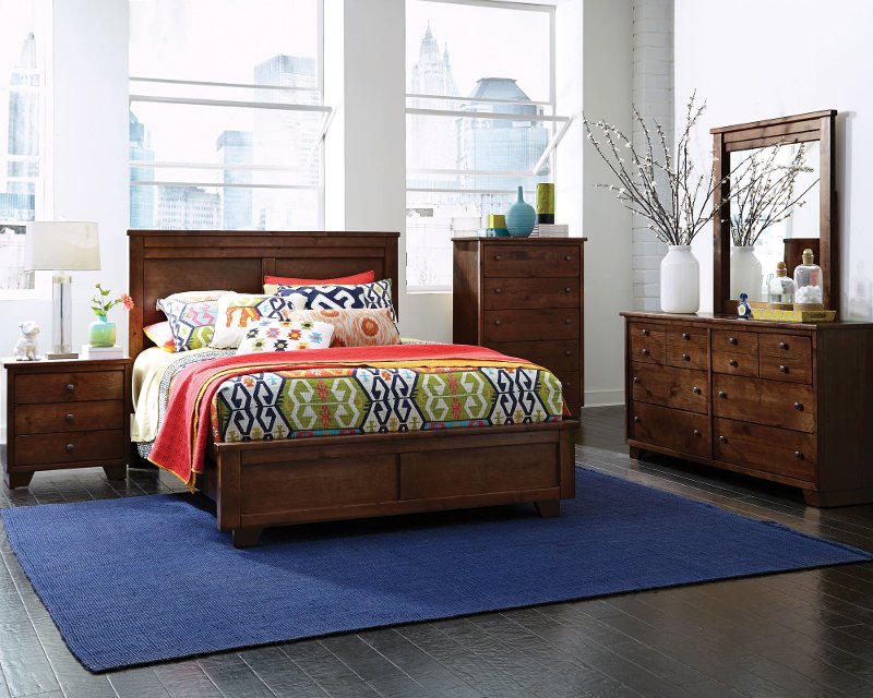 Contemporary Brown 4 Piece Full Bedroom Set Diego