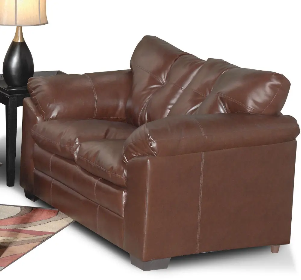 67 Inch Coffee Brown Upholstered Performance Fabric Loveseat-1
