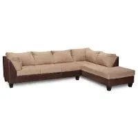 Walnut Two-Tone Microfiber 2 Piece Sectional