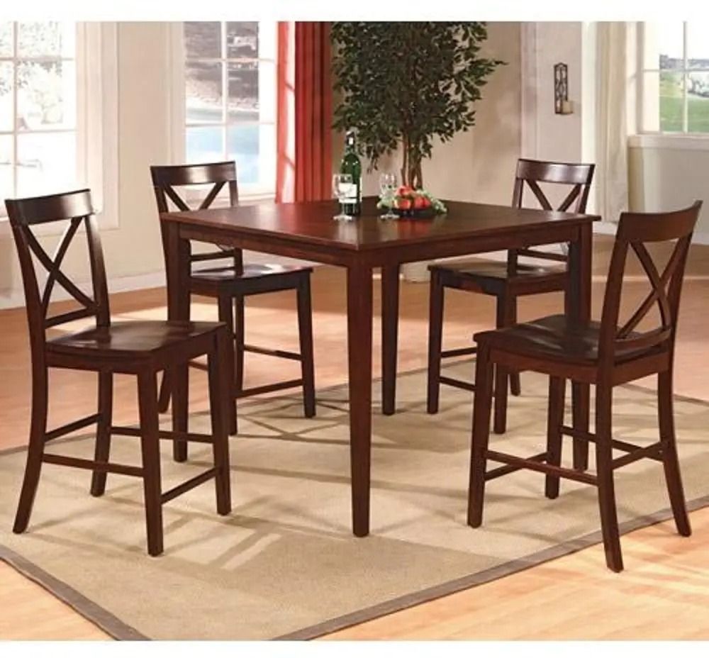 Espresso Transitional 5 Piece Counter Height Dining Set - Theodore-1