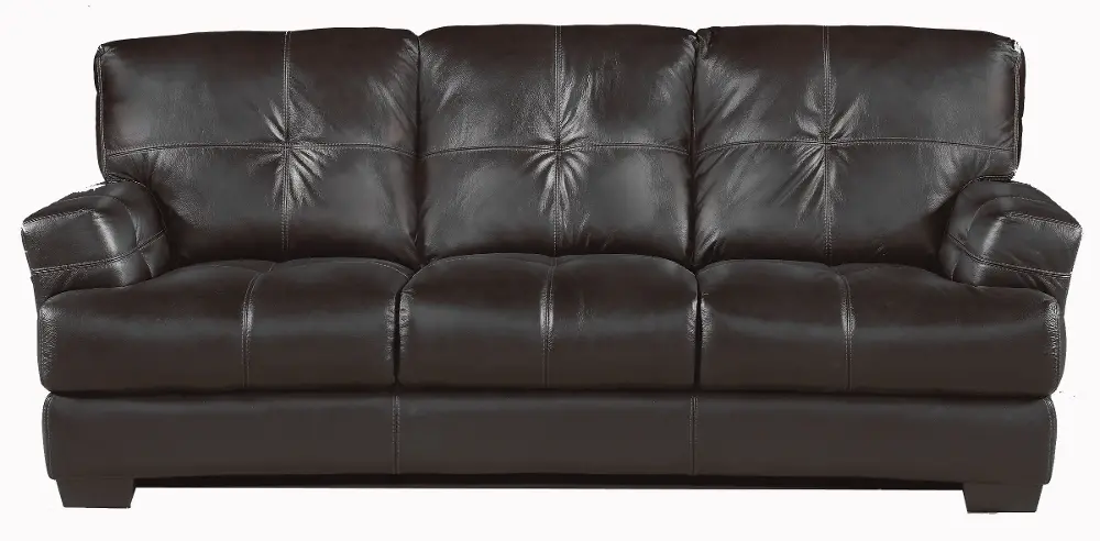 Manhattan 91 Inch Dark Brown Leather Sofa-1