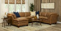 Camel Brown Leather 3 Piece Sectional Sofa - Sierra