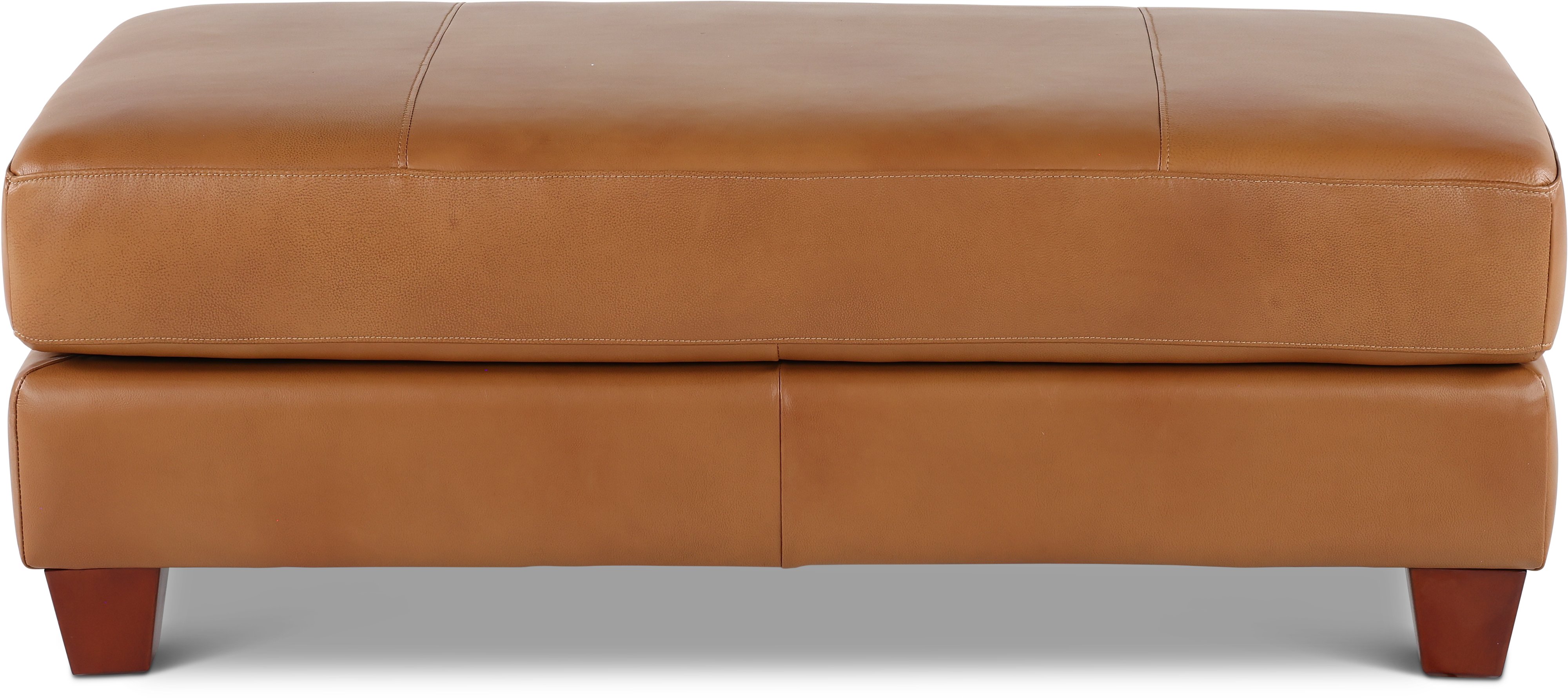 Camel Brown Leather Storage Ottoman - Sierra-1