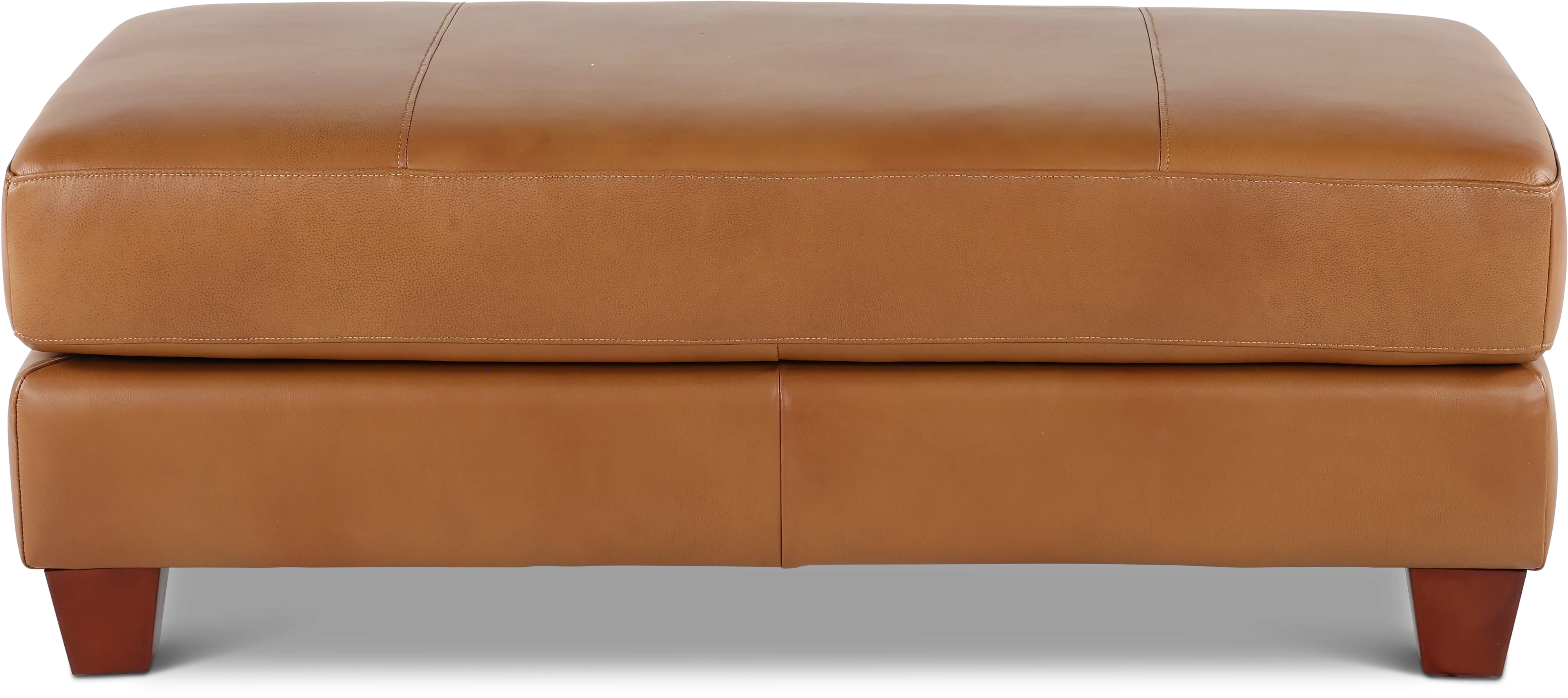 Camel Brown Leather Storage Ottoman - Sierra-1