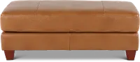 Camel Brown Leather Storage Ottoman - Sierra