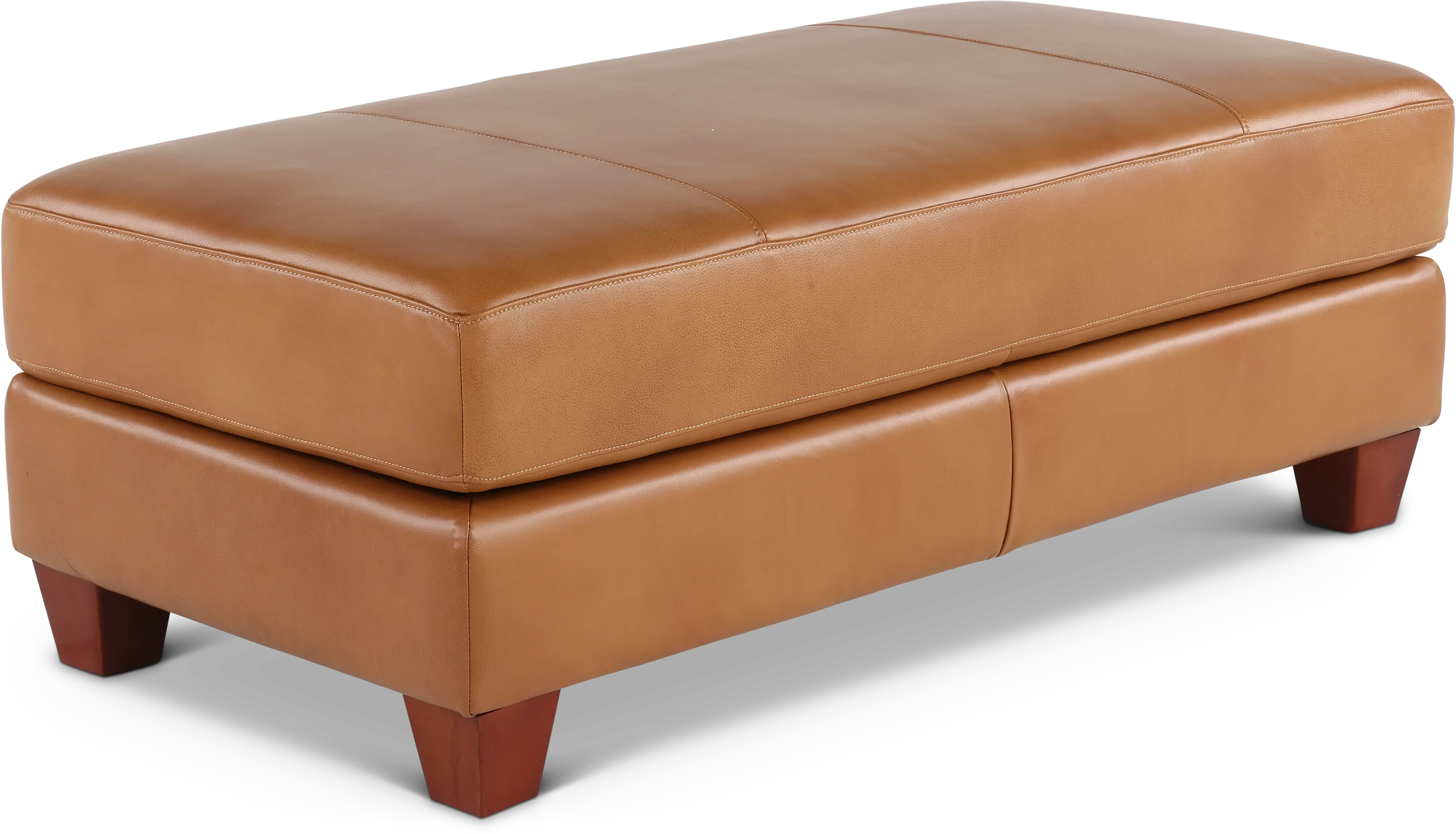 Camel Brown Leather Storage Ottoman - Sierra-2